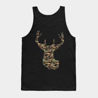 Buck Deer in Camouflage Pattern | Tree Bark Brown Tank Top